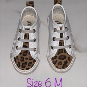 White/Leopard Sneakers- Size 6 Toddler